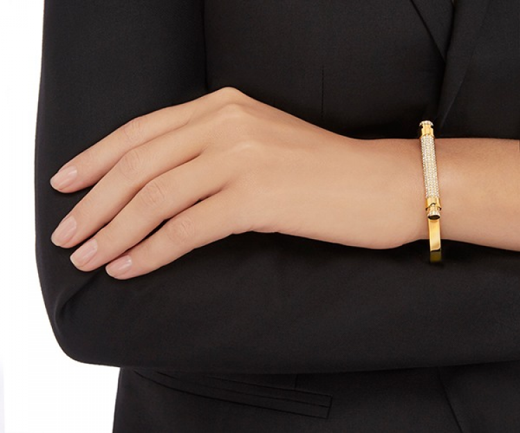 Swarovski Friend Bangle Gold Seen On Wrist